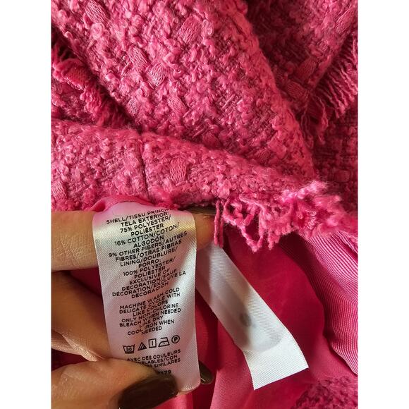 Ann Taylor pink tweed jacket blazer sz 2 bright pink - Picture 7 of 8